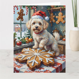 Carte Bichon Frise Noël Biscuit de Noël Cuisson Fêtes