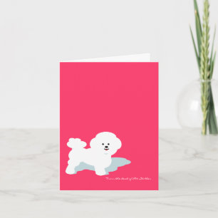 Carte Bichon Frise personnalisée en rose