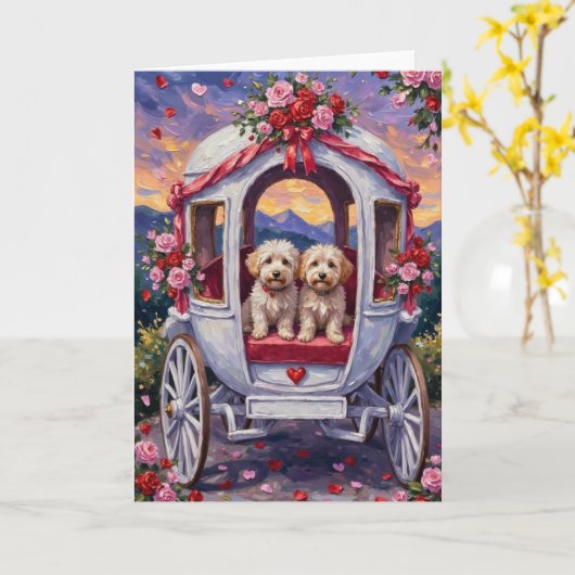 Carte Bichon Frise Saint-Valentin (Fleur jaune)