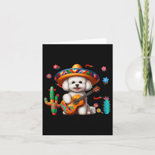 Carte Bichon Frise Sombrero Guitare Mexicaine Cinco De M