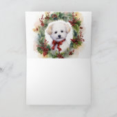 Carte Bichon Frise Wreath Festive Pup (Intérieur)