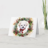 Carte Bichon Frise Wreath Festive Pup (Devant)