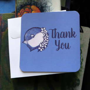 Carte Bickadee en bleu oiseaux design