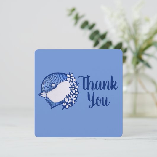 Carte Bickadee en bleu oiseaux design (Debout devant)