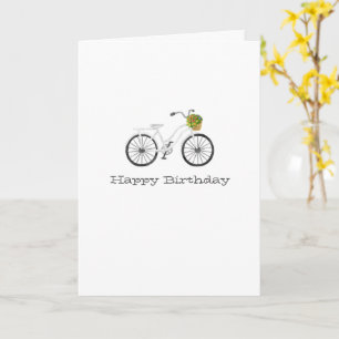 Carte Bicycle blanc Joyeux NOM d'anniversaire Panier à f