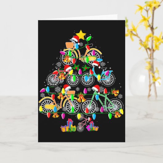 Carte Bicycle Christmas Tree Funny Santa Bicycle Lover B (Fleur jaune)