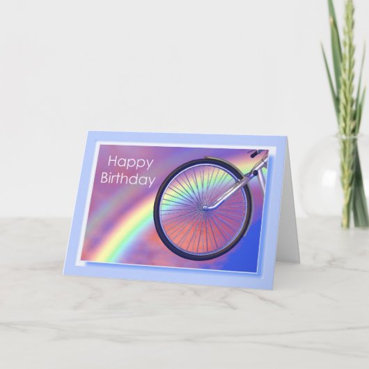 Carte Bicycle Wheel et Rainbow Birthday (Devant)