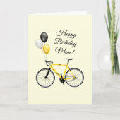 Carte Bicyclette à ballets d'anniversaire jaune (Devant)