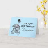 Carte Bicyclette à ballon | Ajouter Votre Nom (Fleur jaune)