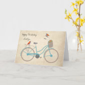Carte Bicyclette avec des oiseaux (Fleur jaune)