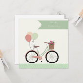 Carte Bicyclette et ballons joyeux anniversaire (Devant/Arrière en situation)