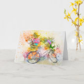 Carte Bicyclette et fleurs  (Fleur jaune)