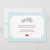 Carte Bicyclette Retro Tandem Bleu & Blanc Mariage rayé (Devant)