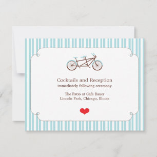 Carte Bicyclette Retro Tandem Bleu & Blanc Mariage rayé