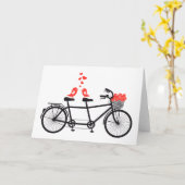 Carte bicyclette tandem avec les inséparables mignons (Fleur jaune)