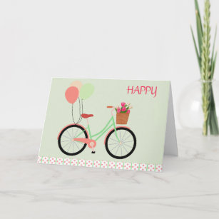 Carte Bicyclettes et ballons Anniversaire