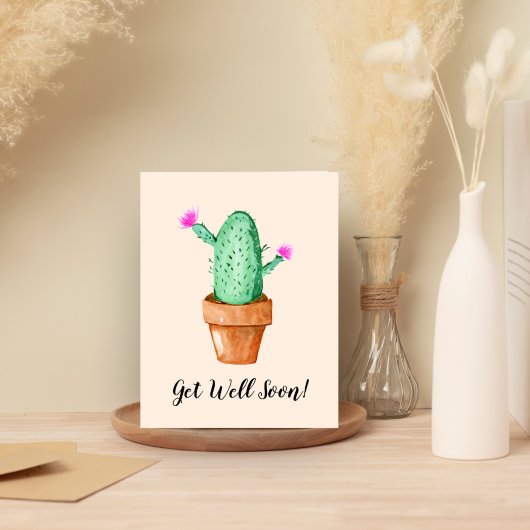 Carte Bien Bientôt Aquarelle Plante Cactus