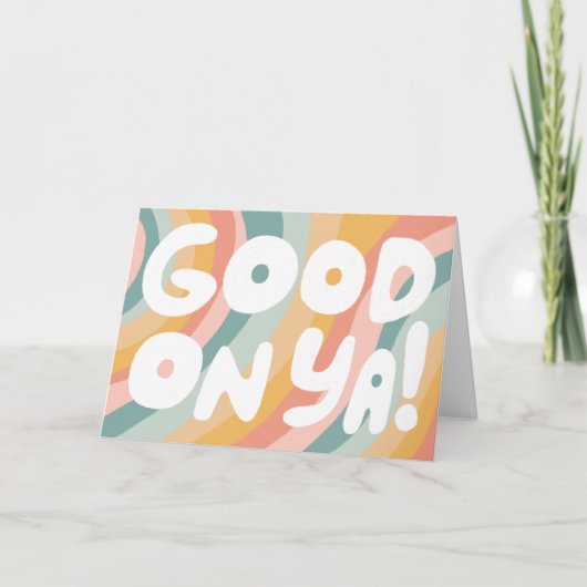 Carte BIEN FAIT Bubble Letters Pastel Rainbow Stripes (Devant)
