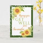 Carte Bien Floral Vert Tournesol (Fleur jaune)