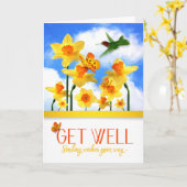 Carte Bien Jardin de la jonquille avec Colibri (Fleur jaune)