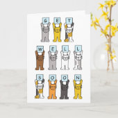 Carte Bien Se Bien Bientôt Cute Cartoon Chats (Fleur jaune)