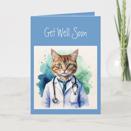 Carte Bien Se Bien Bientôt Drôle Analyse Chat Docteur An (Devant)