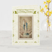 Carte Bienheureuse Mère avec Bébé Jésus Bénédiction Anni (Fleur jaune)