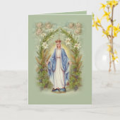 Carte Bienheureuse Vierge Marie Anges et fleurs catholiq (Fleur jaune)