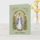 Carte Bienheureuse Vierge Marie avec Anges et Fleurs (Fleur jaune)