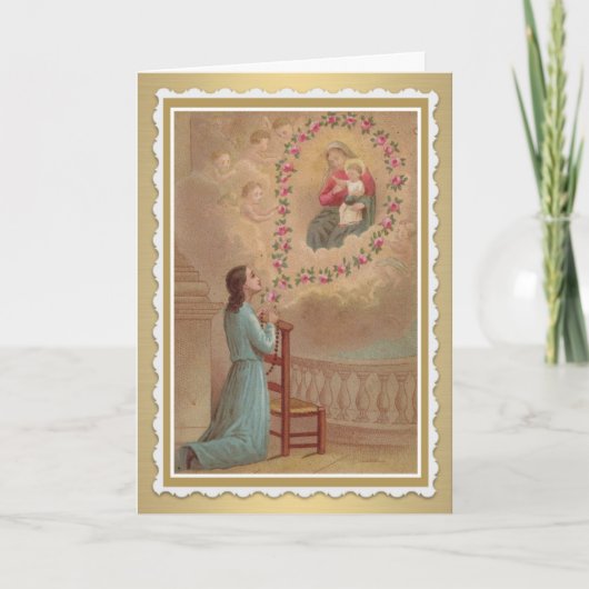 Carte Bienheureuse Vierge Marie avec Bébé Jésus Roses (Devant)