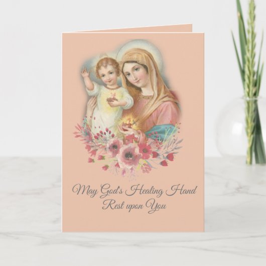 Carte Bienheureuse Vierge Marie Bébé Jésus Fleurs Se Por (Devant)