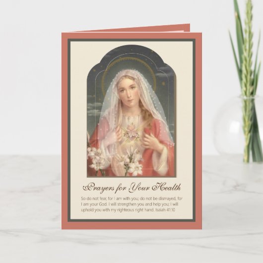 Carte Bienheureuse Vierge Marie Écriture Florale Vintage (Devant)