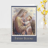 Carte Bienheureuse Vierge Marie Enfant Jésus Roses (Fleur jaune)