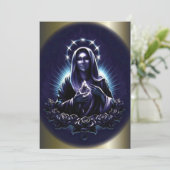 Carte Bienheureuse Vierge Marie et Roses pourpres (Debout devant)