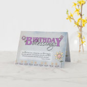 Carte Bienheureux Anniversaire fleurs & verset biblique (Fleur jaune)