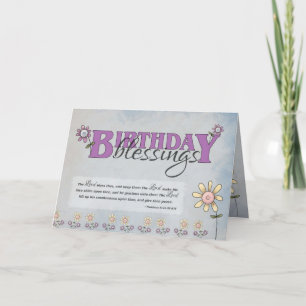 Carte Bienheureux Anniversaire fleurs & verset biblique