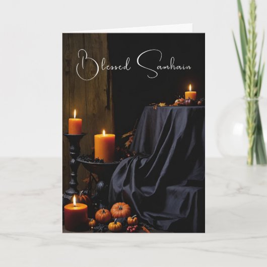 Carte Bienheureux Citrouilles d'Halloween Samhain bougie (Devant)