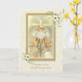 Carte Bienheureux Eucharistie Première Communion croix/a (Fleur jaune)