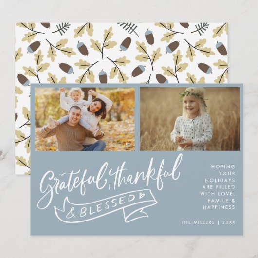 Carte Bienheureux Famille Photo Noël (Devant / Derrière)