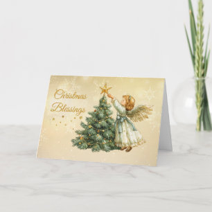 Carte Bienheureux Noël Angel Décoration Arbre étoile