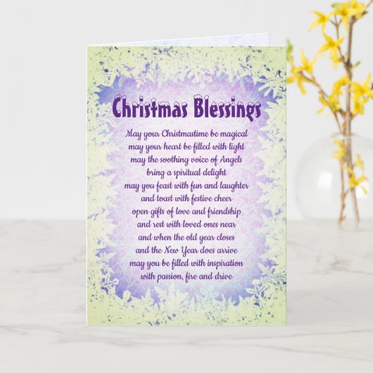 Carte Bienheureux Noël design gel violet (Fleur jaune)