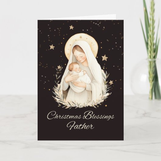 Carte Bienheureux Noël du prêtre Vierge et Enfant (Devant)
