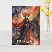 Carte Bienheureux Samhain Red Queen Halloween sorcière d (Fleur jaune)