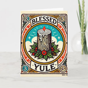 Carte Bienheureux Yule Pagan Yuletide Vacances yule log 
