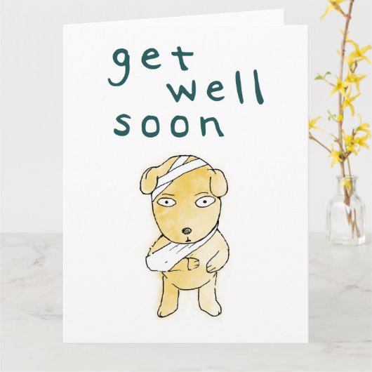 Carte Bientôt : Joli chiot (Fleur jaune)