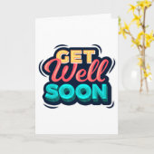 Carte Bientôt, La Typographie Vert-Rouge-Jaune Moderne (Fleur jaune)