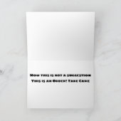 CARTE **BIENTÔT** PAS UNE SUGGESTION-UN "ORDRE" (Intérieur)