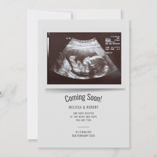 Carte Bientôt une échographie de bébé Annonce de grosses (Devant)