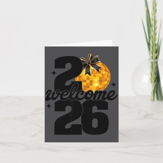 Carte Bienvenue 2026 Bonne Année Boule Disco Et Coquett (Devant)
