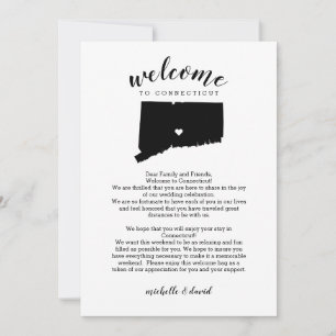 Carte Bienvenue à Connecticut Mariage Lettre & Itinérair